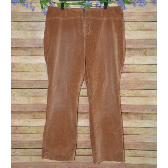 Lane Bryant Venezia Brown Velvet Velour Stretch Pants Size 22 Tall Retro Wide - Picture 1 of 7